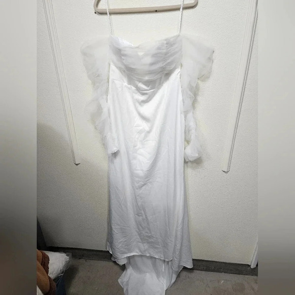 Lulu's Eternal Bliss White Tulle Off-the-Shoulder Bustier Maxi Dress XL Bridal - Picture 6 of 12